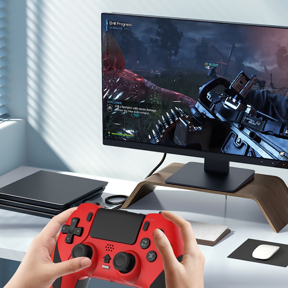 Tay Cầm Chơi Game Không Dây Tương Thích Bluetooth Cho Ps4/Slim/Pro Với Chức Năng Rung Lập Trình Macro Sáu Trục Somatosensory Okase