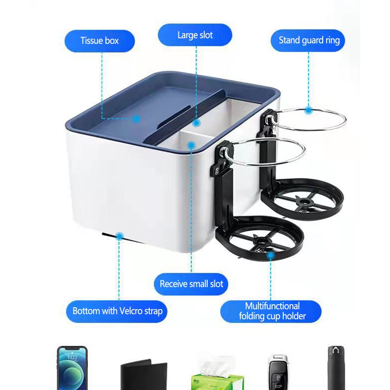 Hộp Đựng Khăn Giấy Gắn Sau Lưng Ghế Xe Hơi Kèm Giá Đỡ Cốc Tiện Dụng