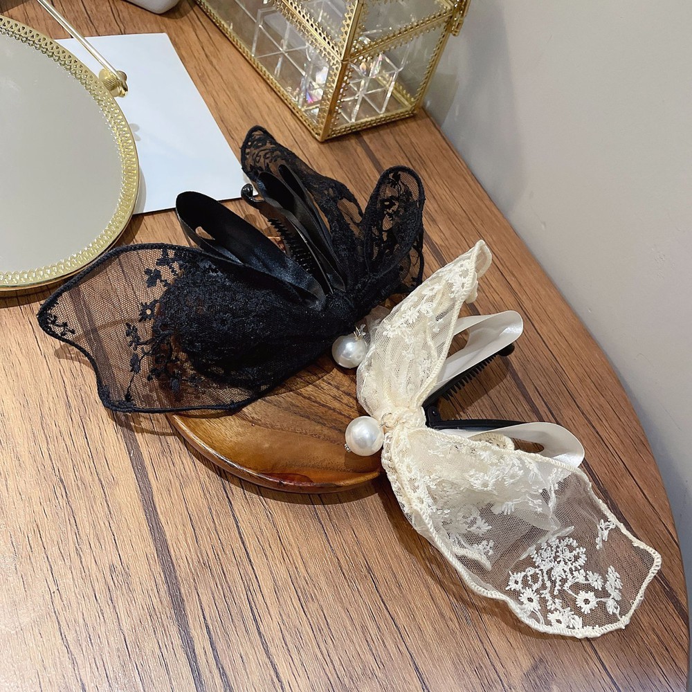 Kẹp Tóc Đính Nơ Và Ngọc Trai Xinh Xắn Cho Nữ