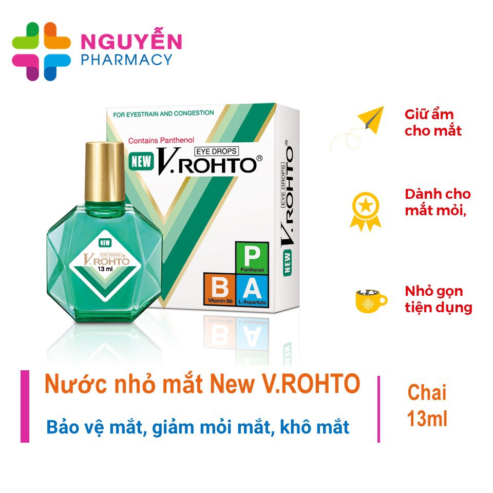 Nước nhỏ mắt New V.ROHTO xanh - Bảo vệ mắt, giảm mỏi mắt, khô mắt