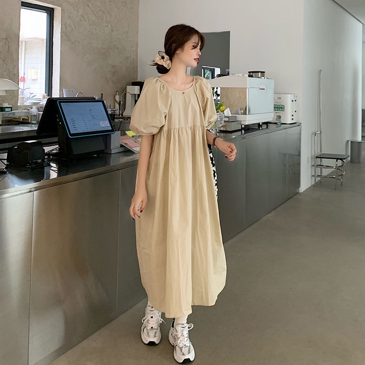 Đầm Chữ A Tay Phồng Cổ Vuông Thời Trang Dành Cho Nữ