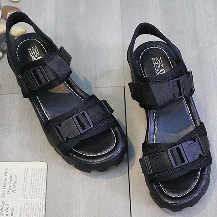 Sandal nữ cao 5,5cm có 2 khóa bấm dép quai hậu nữ đẹp uy tín giá rẻ