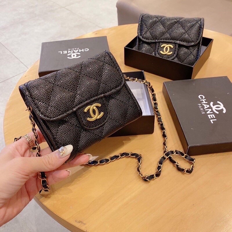 Túi xách mini có dây đeo chéo phối xích/ Túi ví nữ nhỏ gọn nhiều ngăn có 3 size/ Túi đựng điện thoại nhiều ngăn hot