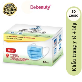 Khẩu trang y tế kháng khuẩn cao cấp Phamatech màu xanh 4 lớp