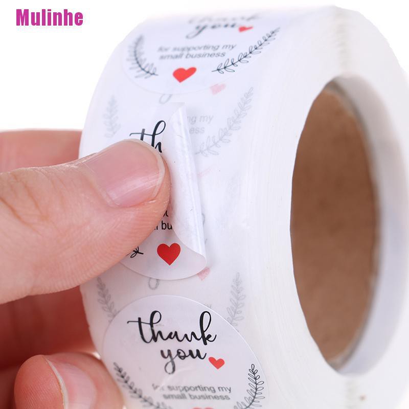 Cuộn 500 Nhãn Dán Niêm Phong Bao Bì Hình Tròn In Chữ THANK YOU Độc Đáo Tiện Dụng