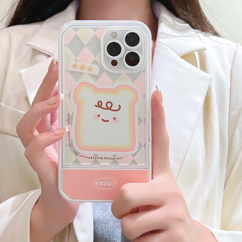 Ốp Điện Thoại Kèm Giá Đỡ Tàng Hình Họa Tiết Hoạt Hình Dễ Thương Cho iphone 13 / 12Promax / 7 / 8 / plus