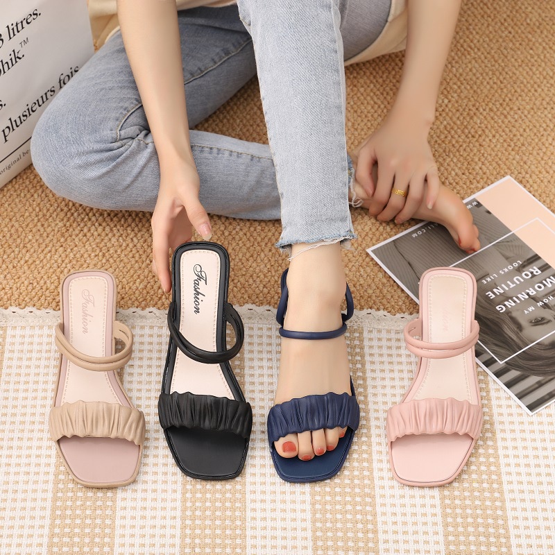 Dép sandal nữ quai nhún đi học, đi mưa, đi biển siêu bền chống trơn trượt đế bằng mùa hè Thegioigiay V311