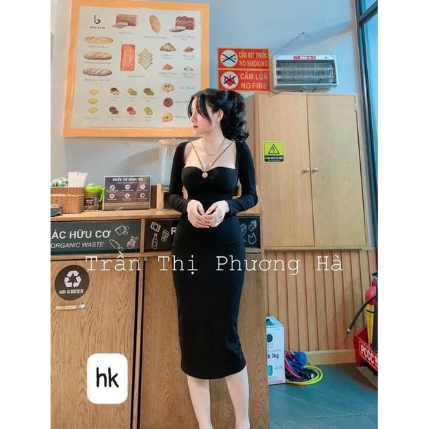 đầm kiểu dây xích cổ mới chất thun cotton mềm mịn đẹp
