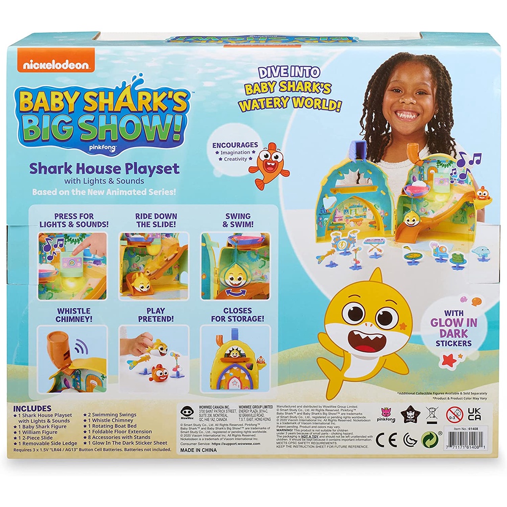 Đồ chơi ngôi nhà WowWee Baby Shark's Big Show Shark House Playset, Light and Sounds Toddler Playset