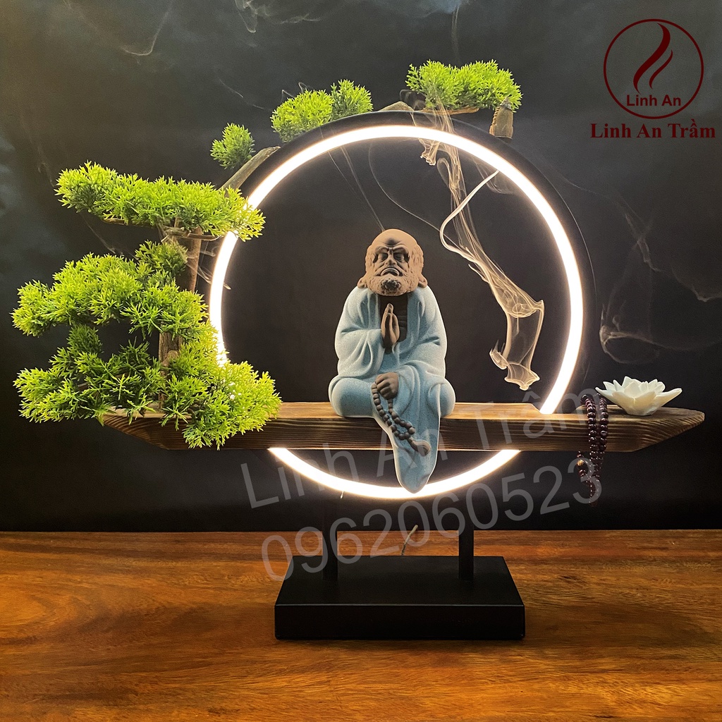 Thác Khói Trầm Hương Cao Cấp Đạt Ma Sư Tổ - Đủ phụ kiện kèm 5 nụ trầm Việt