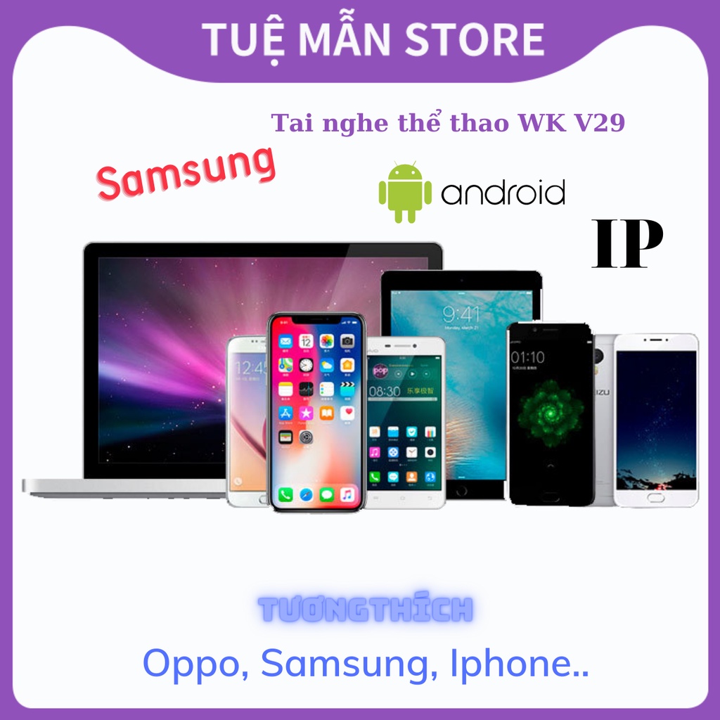 Tai Nghe Bluetooth Thể Thao Đeo Cổ Wk Design V29 Tm Shop, Tai Nghe Không Dây Bluetooth Gaming Choàng Cổ Có Micro