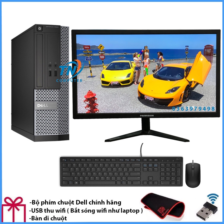 Bộ máy tính để bàn Dell Optiplex 3020 SFF + Màn hình Provision 24 inch Cấu hình i3 4130 Ram 8GB, SSD 240GB + Quà Tặng