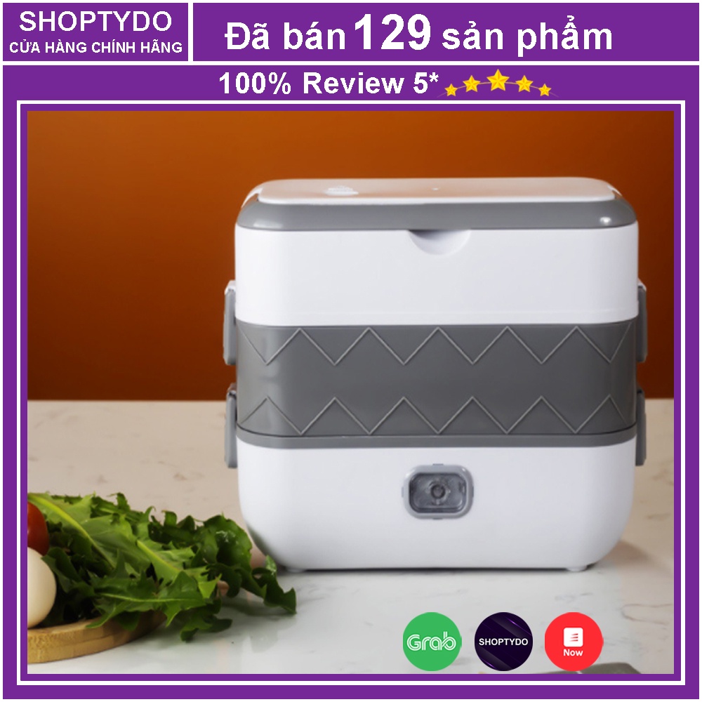 Hộp cơm cắm điện văn phòng 3 tầng hâm nóng, hộp cơm đa năng tự nấu chín thức ăn kèm 4 lõi inox 304 tiện lợi