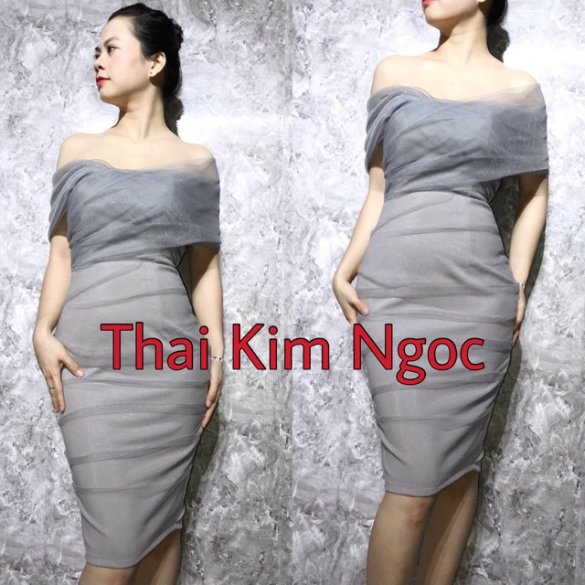 Đầm dự tiệc dáng ôm body lưới bẹt vai | BigBuy360 - bigbuy360.vn