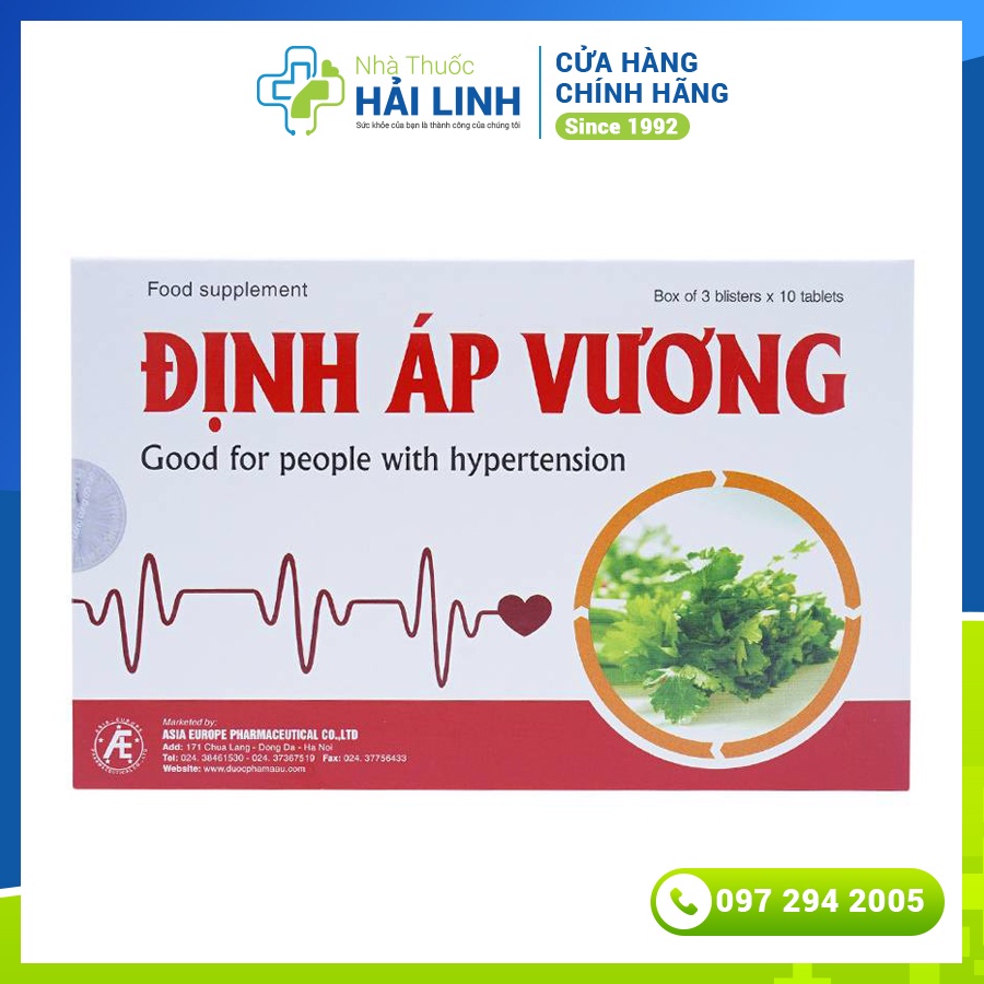 Định Áp Vương Chính Hãng Á Âu Giúp Ổn Định Huyết Áp