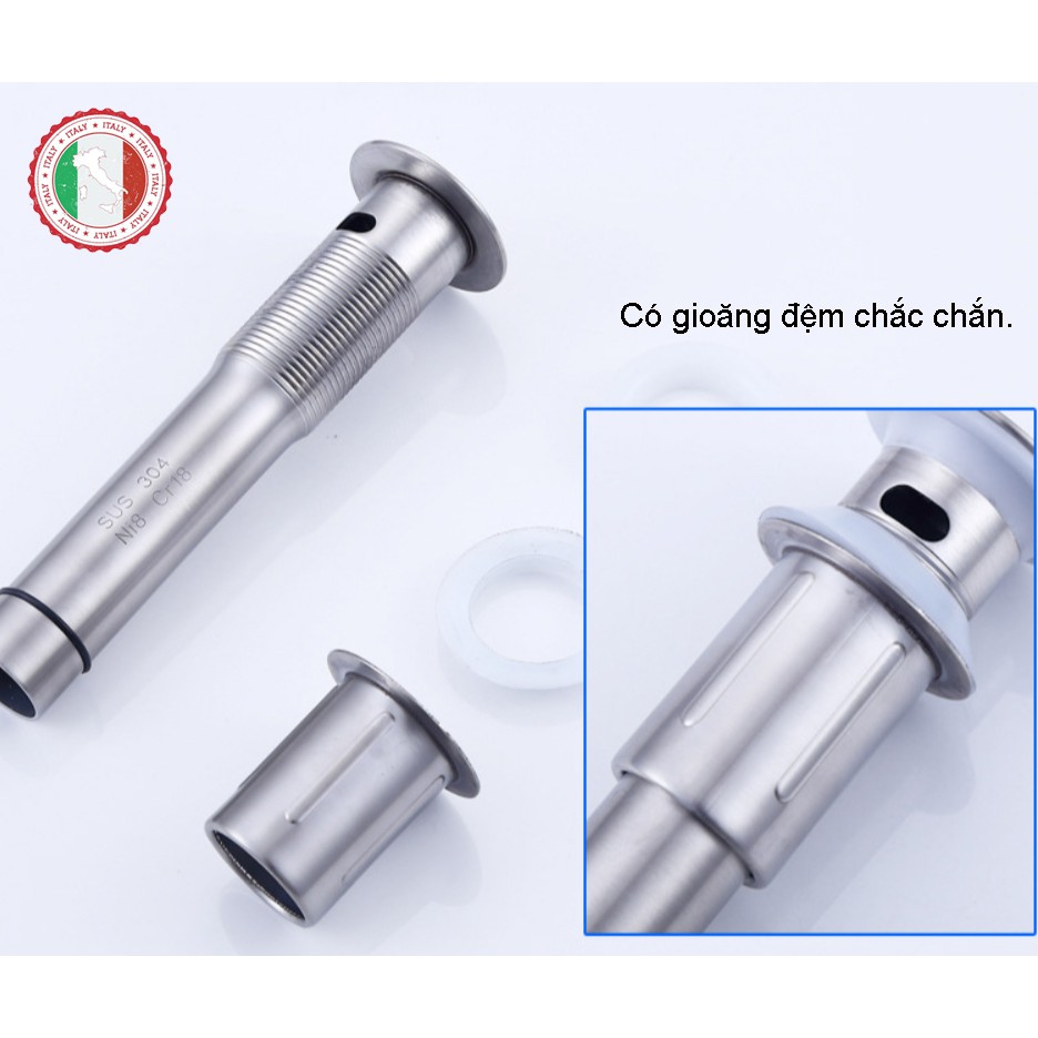 Bộ Xi Phông + Ống thoát bồn rửa lavabo - Loại nút bấm - Hàng cao cấp HVMMA ITALIA