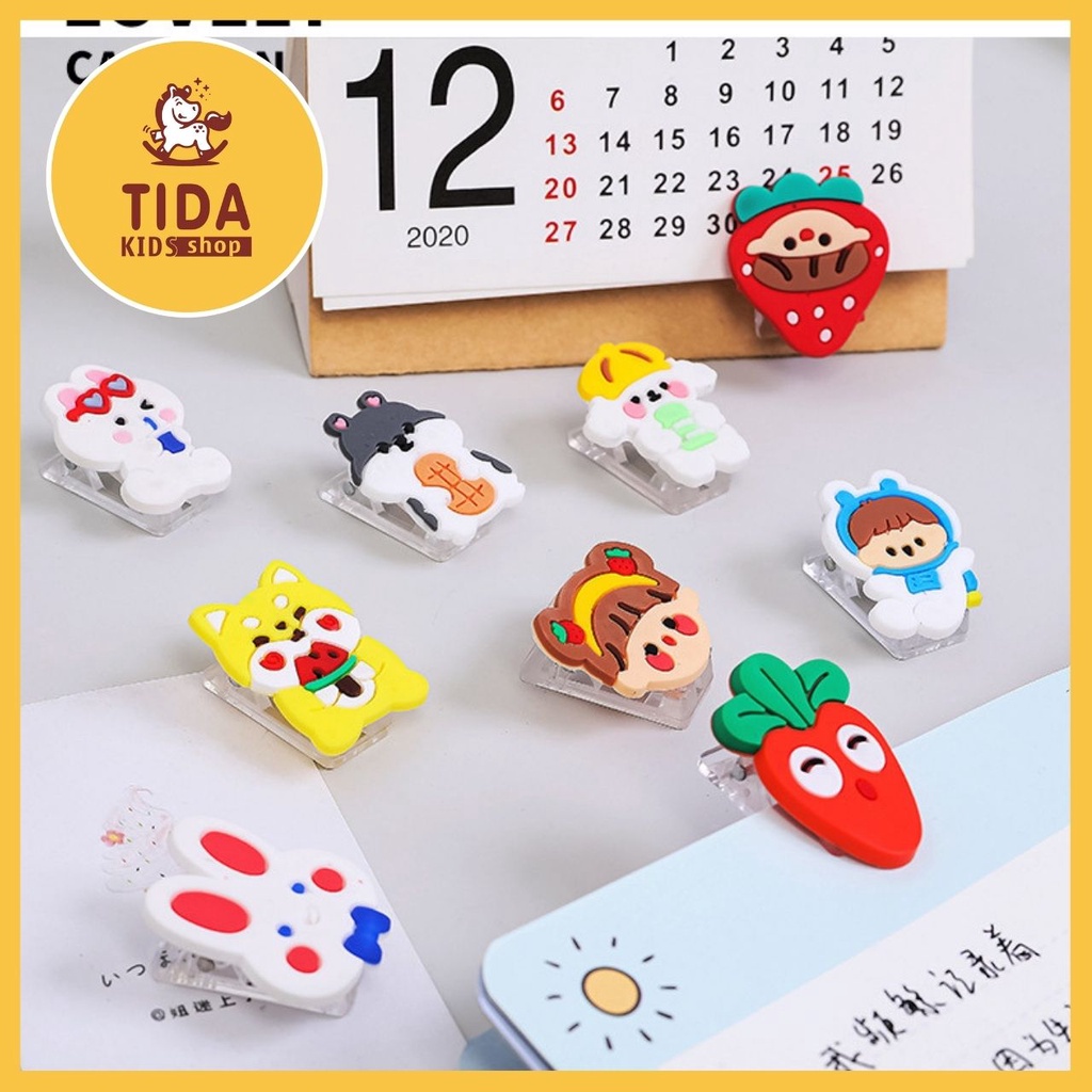 Kẹp Nhựa Gắn Icon ⚡️ HOT TREND ⚡️ 2 cm, Kẹp Nhựa Vintage Trang Trí Nhà Cửa, Góc Học Tập TiDa Kids Shop