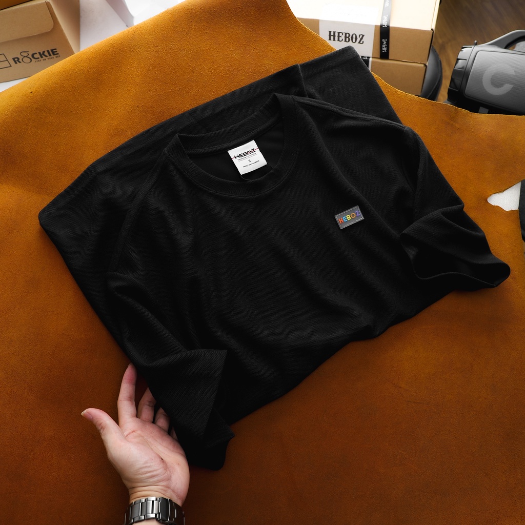 Áo thun oversize logo color HEBOZ 4M, chất pique cao cấp mềm mịn thoáng mát, co dãn tốt - 00001152