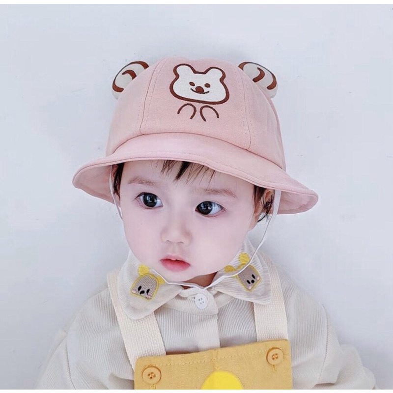 Mũ nón vành tai gấu cho bé 6-24 tháng có quai cực xinh