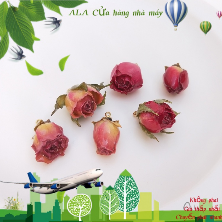 💖Trang sức DIY phụ kiện💖Mặt Dây Chuyền Hoa Hồng Giả Tự Nhiên Thủ Công DIY Trang Sức Mặt Hoa Khô【Mặt dây chuyền / Hạt treo】