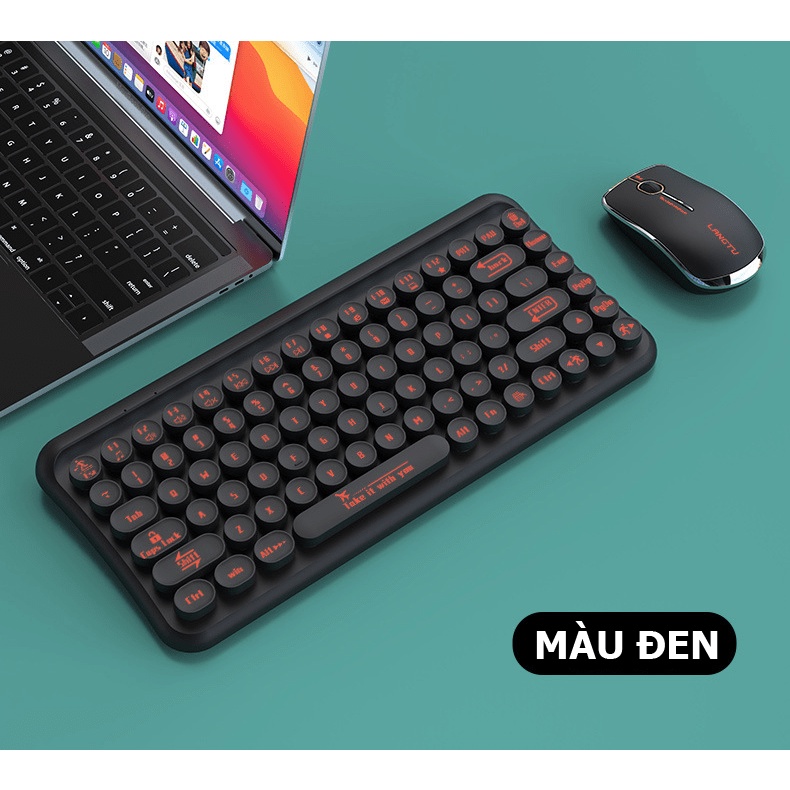 Bộ bàn phím mini 85 phím nút tròn và chuột không dây LANGTU LT700 dùng cho văn phòng
