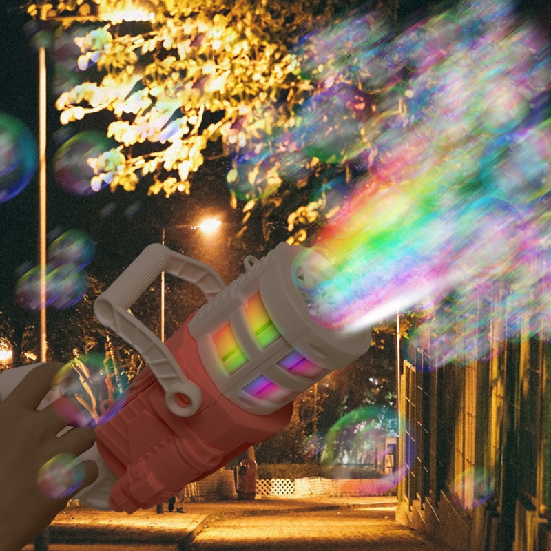 Máy bắn bong bóng có đèn nhạc Hapi Toys - Súng bắn bong bóng Tự Động Tốc Độ Bắn Tăng X2 Lần