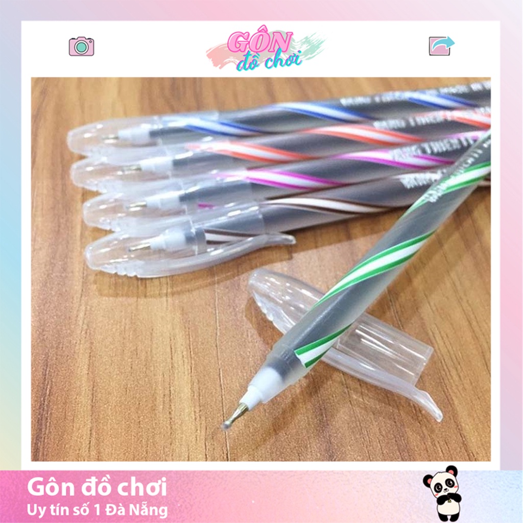 Bút bi nến dài có nắp mực xanh đen ngòi 0.5 mm nhiều màu sắc giá rẻ văn phòng phẩm Gôn đồ chơi