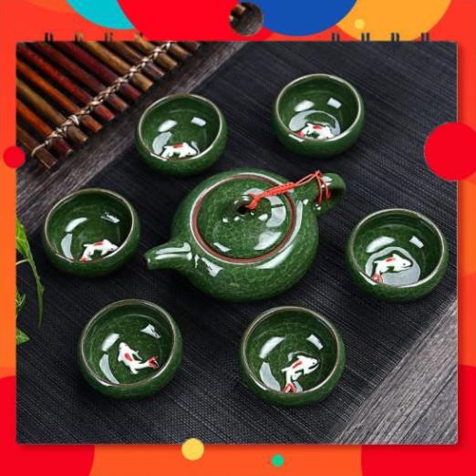 [RE NHAT SHOPEE]  [Đủ Màu] Bộ Ấm Trà Chén Cá 3D - Có Chú Cá Bên Trong Chén