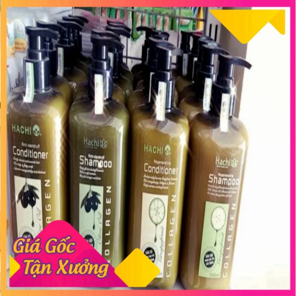 Dầu gội đầu cặp 500ml hachi collagen - Dầu gội, xả cao cấp chăm sóc tóc ngăn ngừa hư tổn, chống gàu, gãy rụng giúp mọc t