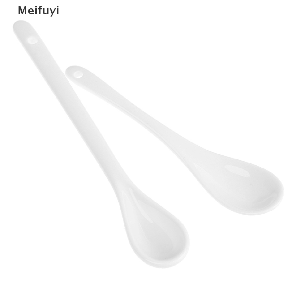 Muỗng Cà Phê / Trà / Món Tráng Miệng Bằng Sứ Tay Cầm Dài Màu Trắng