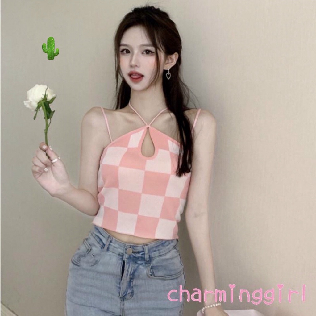 [Mới] Áo Yếm Caro Đang Dây Cá Tính