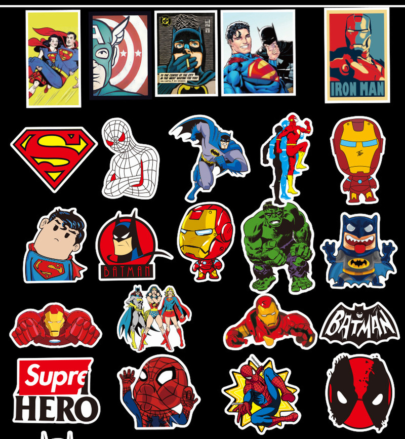 Bộ 50 Miếng Dán Chống Thấm Nước Hình Siêu Anh Hùng Marvel Dc-Series