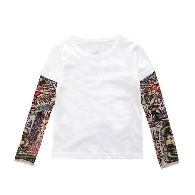 Áo thun cotton xăm 9-24kg cho bé trai Body tattoo trẻ em tay giả xăm