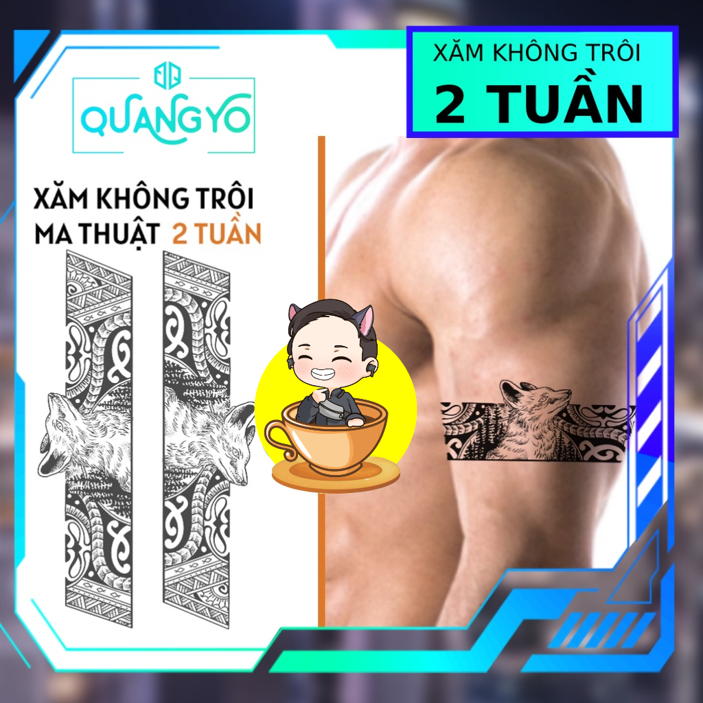 Hình xăm không trôi cuốn cánh tay, quấn cổ tay, con sói, hoạ tiết bộ lạc, Xăm giống Inkaholic