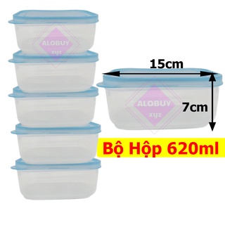 Bộ 5 Hộp nhựa đựng thực phẩm dung tích 620ml - Màu ngẫu nhiên- HB04- Alobuyvn