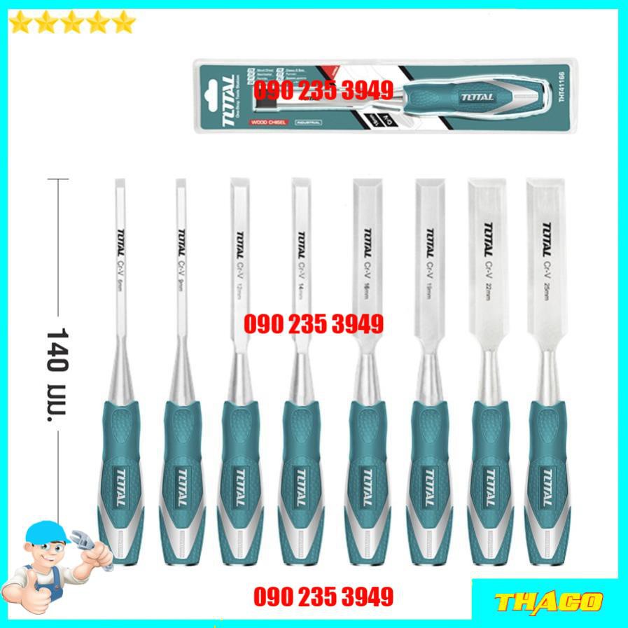 Đục gỗ đầu dẹp 6-25mm dài 140mm Total Ingco siêu cứng dùng đục và điêu khắc tiện gỗ 1234