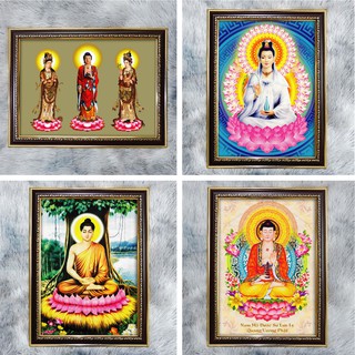 [NHIỀU MẪU] Tranh Phật Giáo 36x48cm bằng vải phủ bóng, khung composite xịn xò