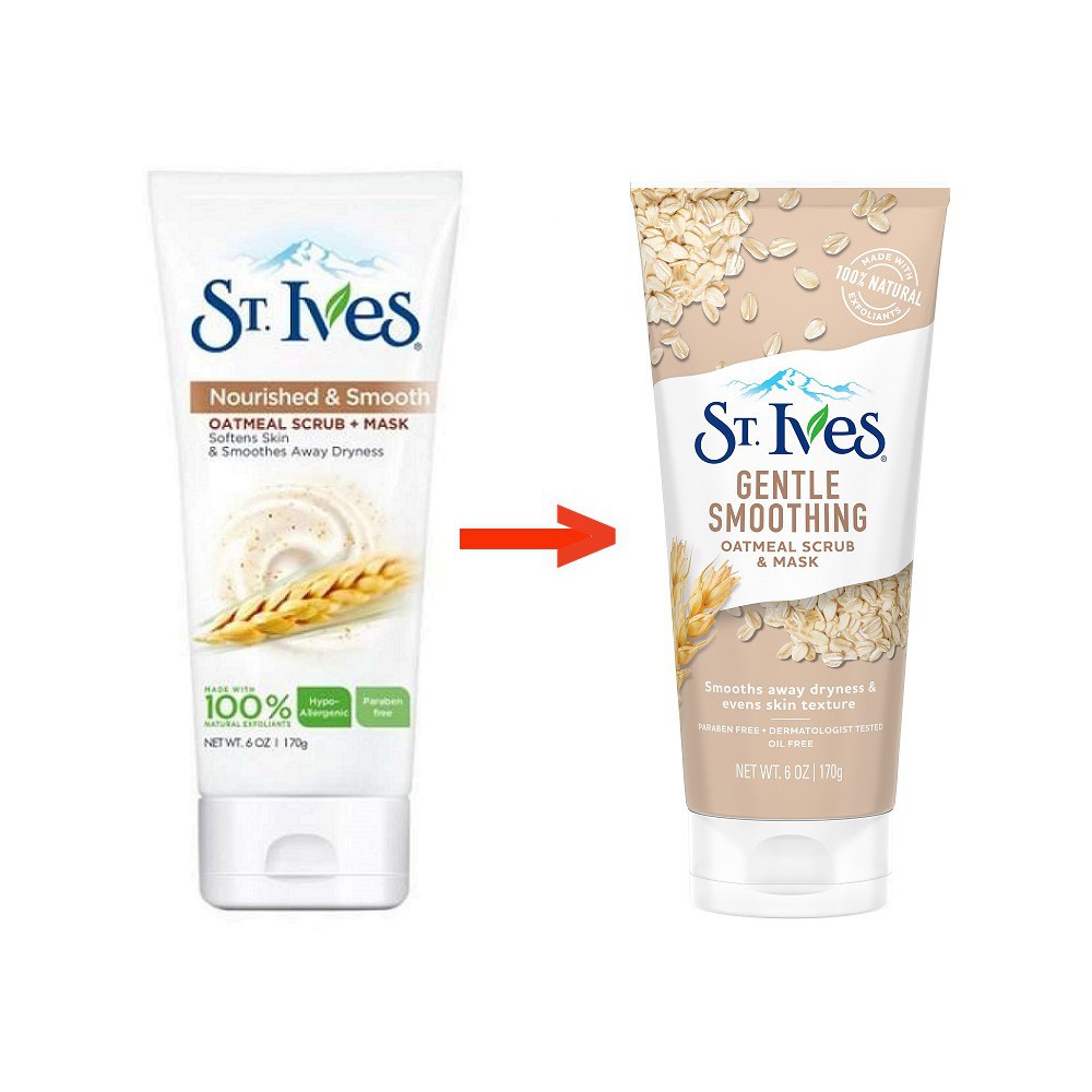 Tẩy tế bào chết St.Ives Smooth &amp; Nourished Scrub &amp;Mask Oatmeal #Lúa mạch