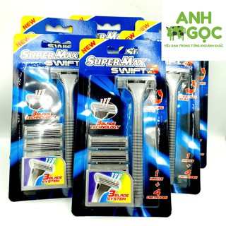 [NHẬP KHẨU] Dao cạo râu kèm 3 lưỡi SuperMax Swift / Dao cạo râu nhập khẩu chất lượng quốc tế