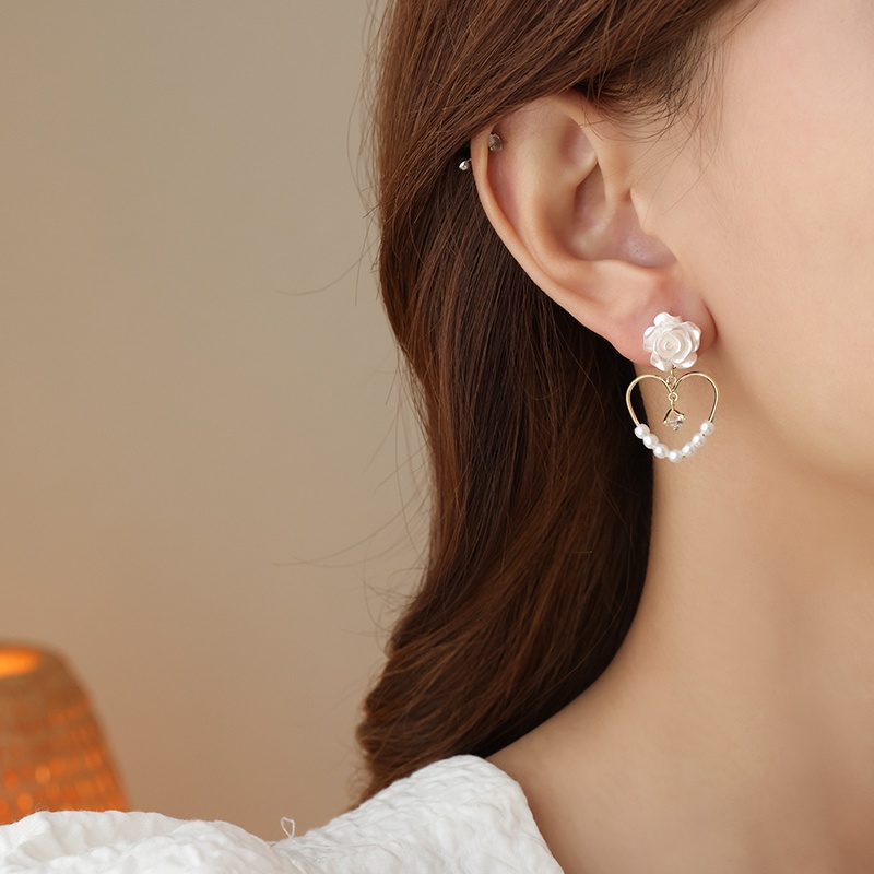 Bông Tai Mạ Bạc 925 Hình Tròn Đính Ngọc Trai Họa Tiết Hoa Sang Trọng Thời Trang Mùa Hè Cho Nữ