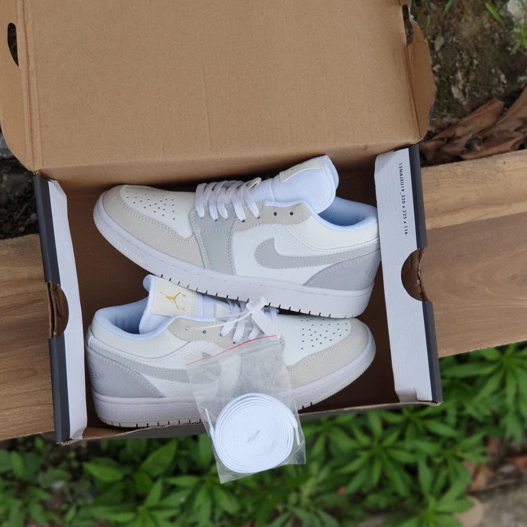 Giày Thể Thao 𝐉𝐨𝐫𝐝𝐚𝐧 xám xanh Paris cổ thấp, Giày Sneaker JD 1 Low xám gót xanh nam nữ mới nhất 2022 full box bill