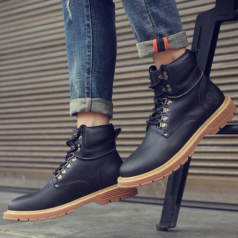 Giày boot nam cổ cao,phong cách Hàn Quốc,phối cùng khoá cài dây giầy cực ngầu-801 | BigBuy360 - bigbuy360.vn