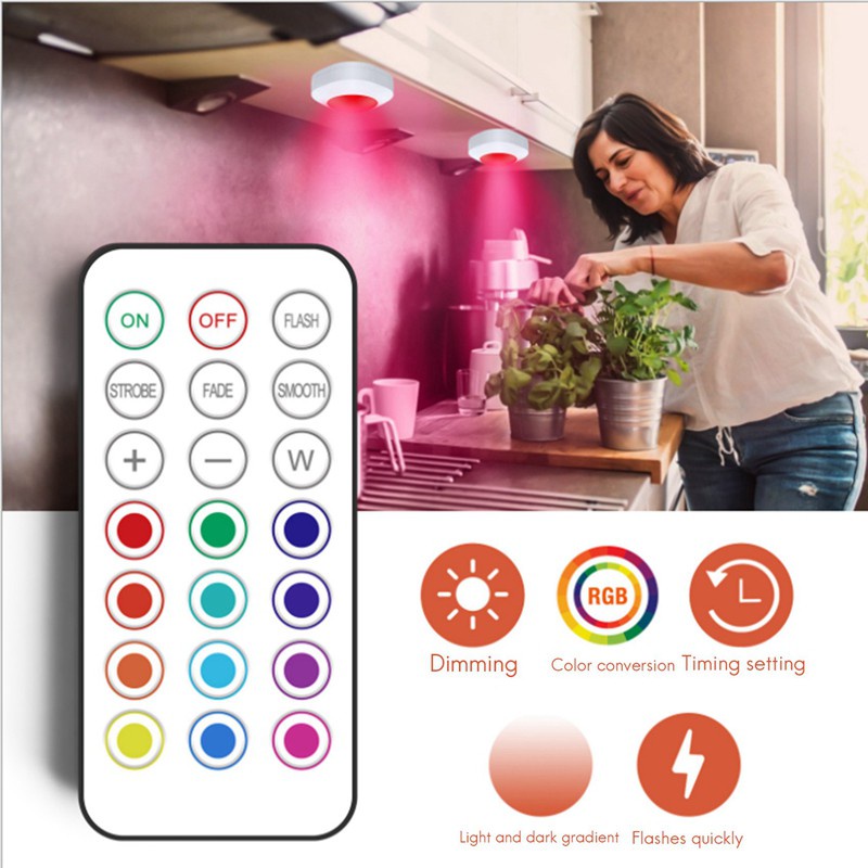 Wireless Remote Control Night Light RGB 13 Color Atmosphere Lamp LED Wall Lights Decoration for Home Cabinet Bedroom