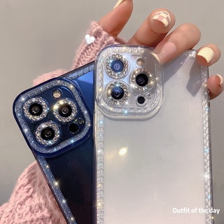 Vỏ bảo vệ ống kính máy ảnh kim cương lấp lánh cho iPhone 14 13 12 11 Pro Max X XR XS 7 8 Plus Vỏ trong suốt chống sốc