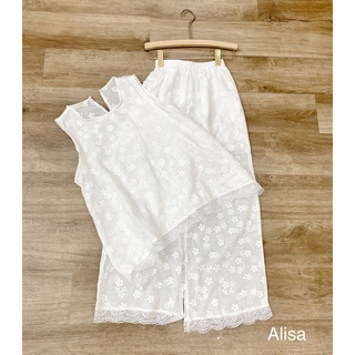 Set trắng ren hoa nổi - ALISA