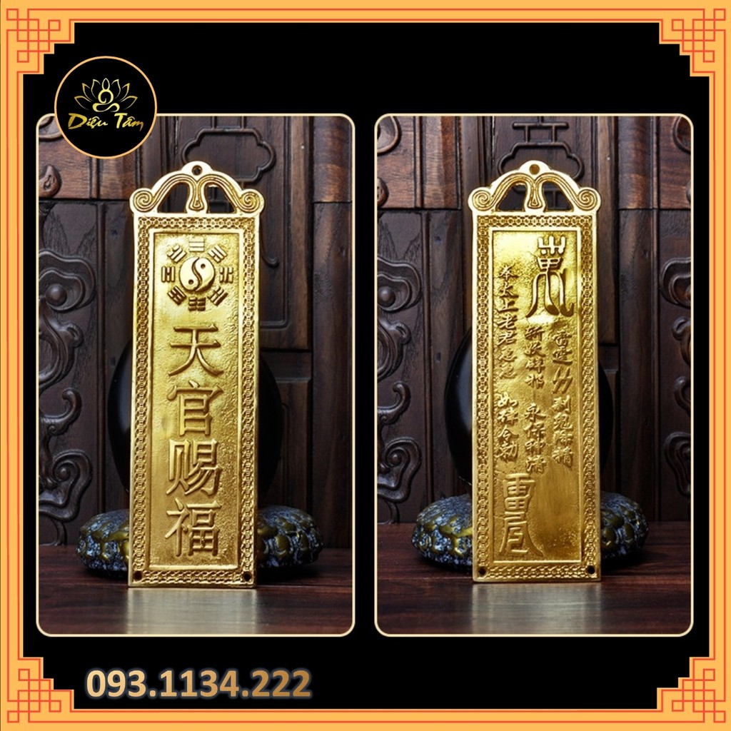Kim bài trấn trạch mang phước lành bằng đồng đúc nguyên khối