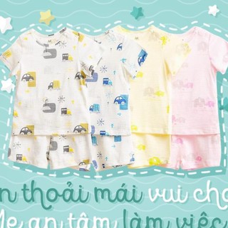 Bộ cotton giấy Little Love cao cấp, bộ cộc tay quần đùi bé trai, bé gái chính hãng