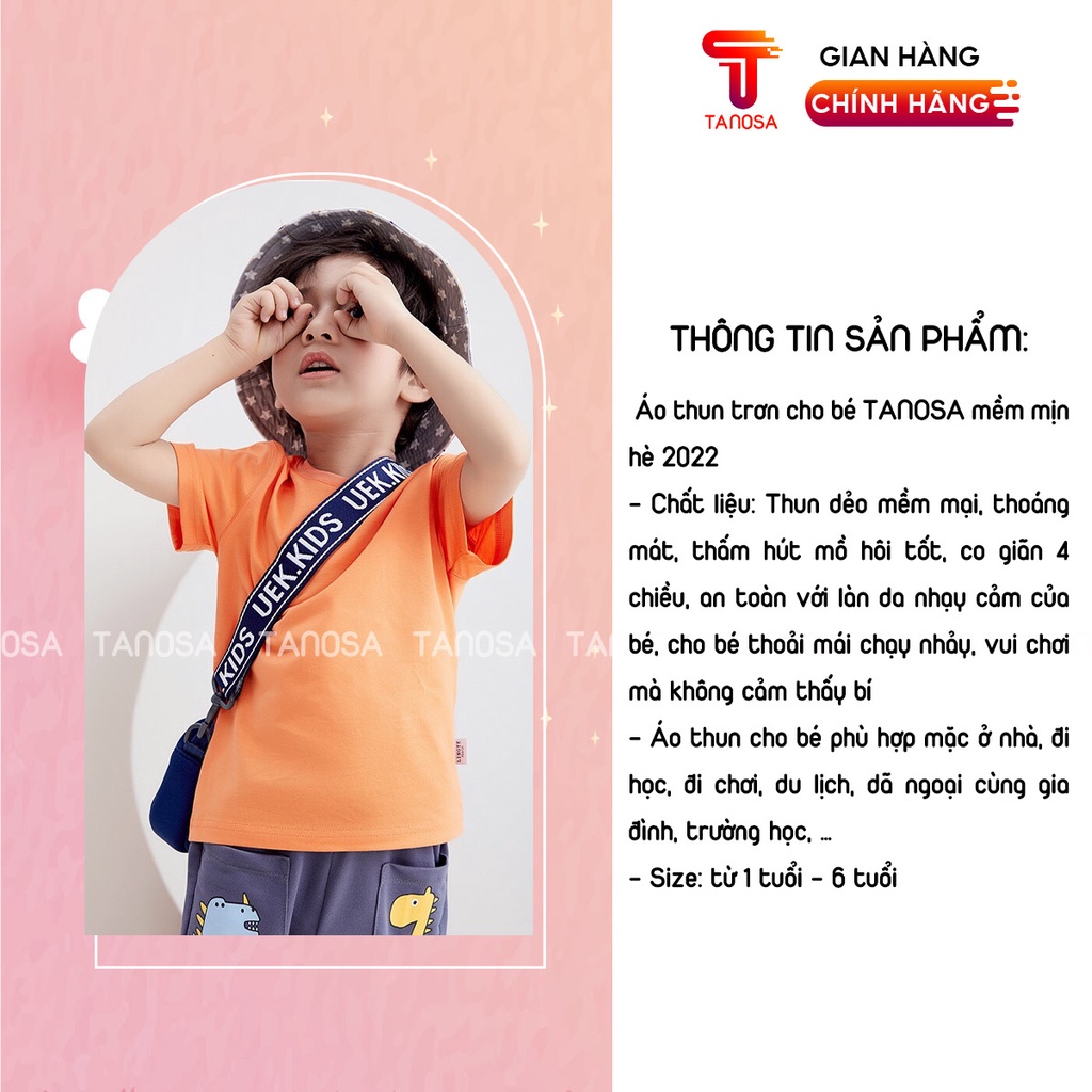 Áo thun trơn cộc tay cho bé trai bé gái TANOSA phông chất coton 10-25kg