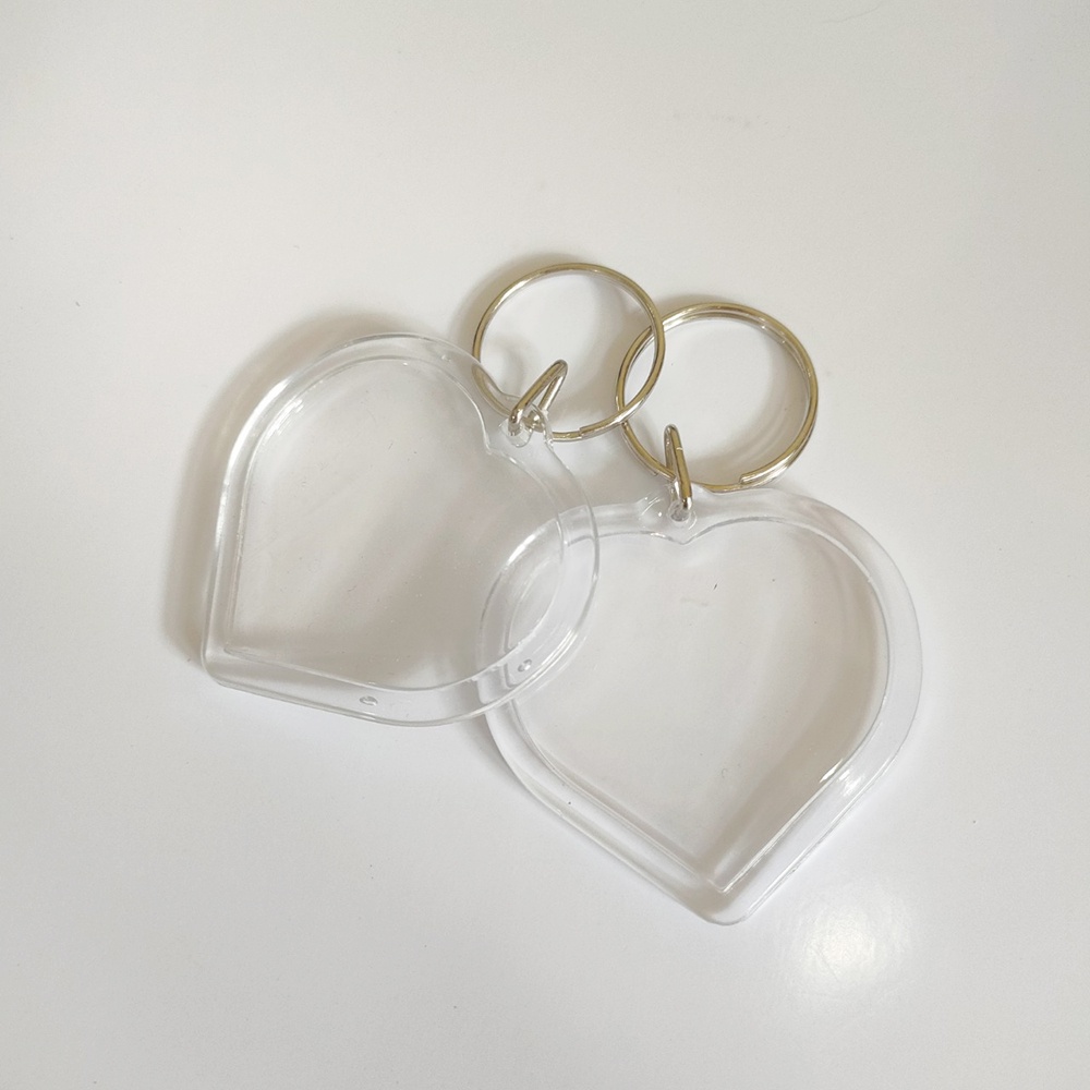 Combo 100 cái phôi móc khóa mica trái tim