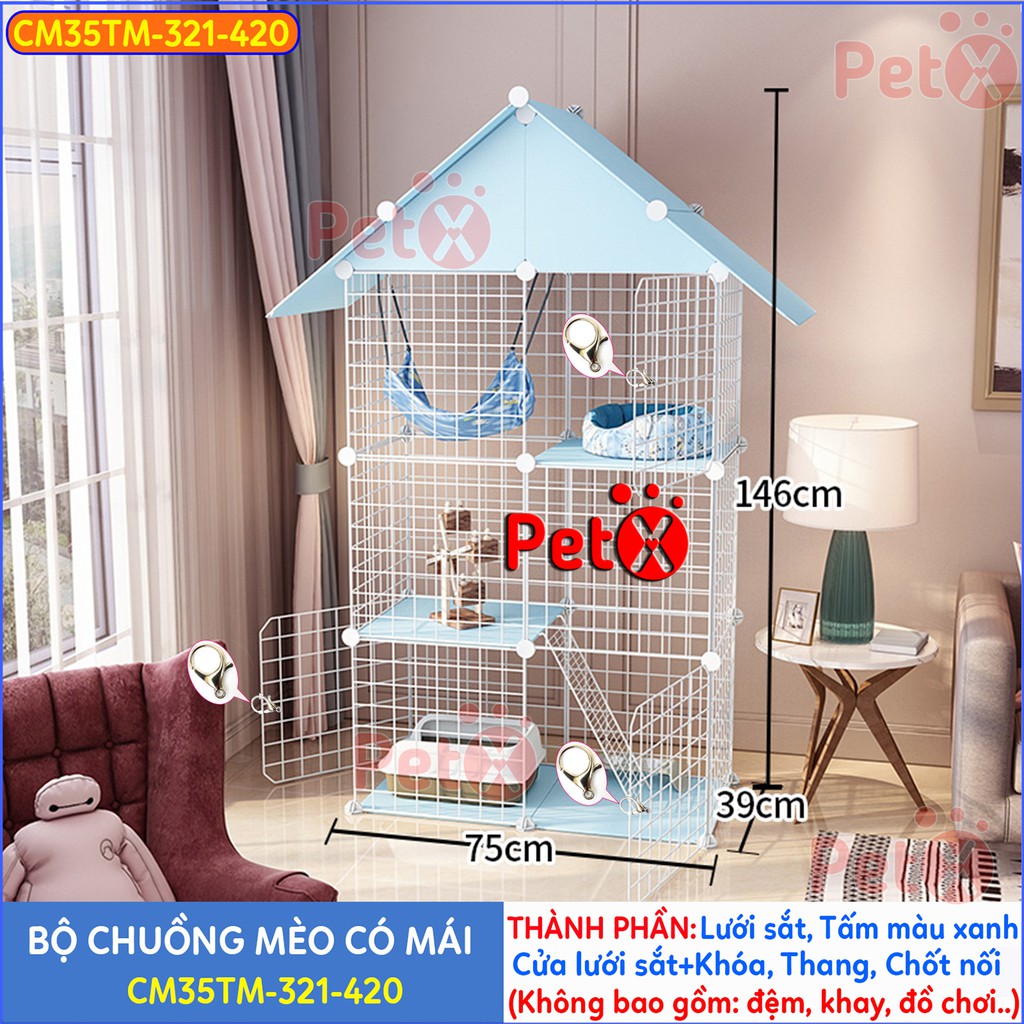 Chuồng mèo 2-3-4 tầng lưới sắt sơn tĩnh điện giá rẻ đẹp lắp ghép đa năng đơn giản có mái nuôi thú cưng, thỏ, bọ ú